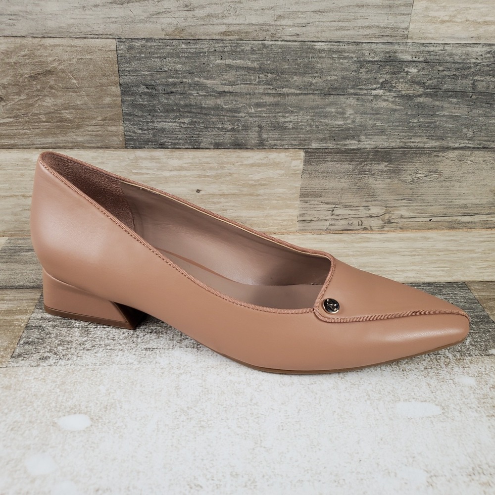 Naturalizer Georgia Womens Pump Shoes Sz 11 M Taupe Faux Leather Low Block Heel